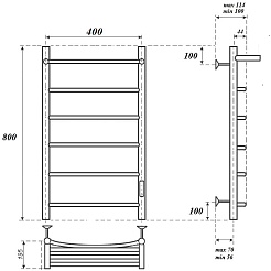 Point Полотенцесушитель электрический Афина П6 400x800 PN04848P хром – фотография-4